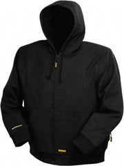 DeWALT - Size L Heated & Cold Weather Jacket - Black, Cotton, Zipper Closure, 50" Chest - Makers Industrial Supply