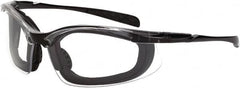 CrossFire - Clear Lenses, Framed Safety Glasses - Anti-Fog, Crystal Black Frame, Size Universal, Wrap Around - Makers Industrial Supply