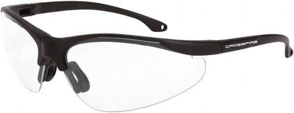 CrossFire - Smoke Lenses, Framed Safety Glasses - Scratch Resistant, Matte Black Frame, Size Universal, Wrap Around - Makers Industrial Supply