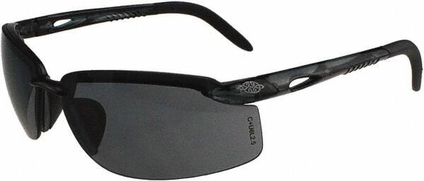 CrossFire - Smoke Lenses, Framed Safety Glasses - Scratch Resistant, Black Frame, Size Universal, Wrap Around - Makers Industrial Supply