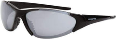 CrossFire - Silver Mirror Lenses, Framed Safety Glasses - Scratch Resistant, Black Frame, Size Universal, Wrap Around - Makers Industrial Supply