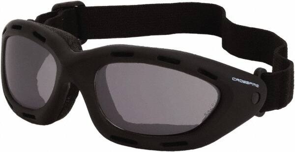 CrossFire - Smoke Lenses, Framed Safety Glasses - Anti-Fog, Black Frame, Size Universal, Wrap Around - Makers Industrial Supply