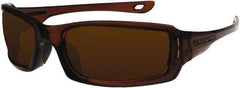 CrossFire - Silver Mirror Lenses, Framed Safety Glasses - Scratch Resistant, Crystal Brown Frame, Size Universal, Wrap Around - Makers Industrial Supply