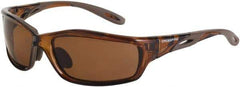 CrossFire - Polarized Brown Lenses, Framed Polarized Glasses - Scratch Resistant, Brown Frame, Size Universal, Wrap Around - Makers Industrial Supply