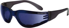 CrossFire - Blue Mirror Lenses, Framed Safety Glasses - Scratch Resistant, Black Frame, Size Universal, Wrap Around - Makers Industrial Supply