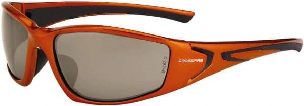 CrossFire - Copper Mirror Lenses, Framed Safety Glasses - Scratch Resistant, Burnt Orange Frame, Size Universal, Wrap Around - Makers Industrial Supply