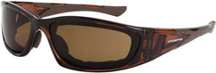 CrossFire - Brown Lenses, Framed Safety Glasses - Anti-Fog, Crystal Brown Frame, Size Universal, Wrap Around - Makers Industrial Supply