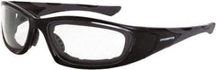 CrossFire - Clear Lenses, Framed Safety Glasses - Anti-Fog, Black Frame, Size Universal, Wrap Around - Makers Industrial Supply