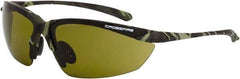 CrossFire - Green Lenses, Framed Safety Glasses - Scratch Resistant, Green Camouflage Frame, Size Universal, Wrap Around - Makers Industrial Supply