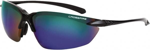 CrossFire - Polarized Smoke Lenses, Framed Safety Glasses - Scratch Resistant, Black Frame, Size Universal, Wrap Around - Makers Industrial Supply