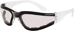 CrossFire - Indoor/Outdoor Lenses, Framed Safety Glasses - Anti-Fog, Clear Frame, Size Universal, Wrap Around - Makers Industrial Supply