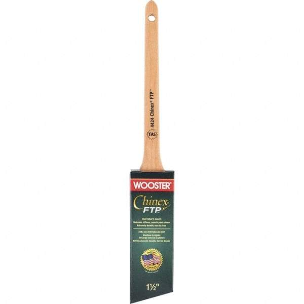 Wooster Brush - 1-1/2" Angled Synthetic Angular Brush - 2-3/16" Bristle Length, 7-1/8" Maple Handle - Makers Industrial Supply