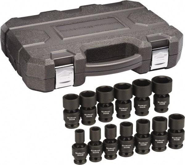 GearWrench - 13 Piece 1/2" Drive Universal Standard Impact Socket Set - 6 Points, 1/2 to 1-1/4", Inch Measurement Standard - Makers Industrial Supply