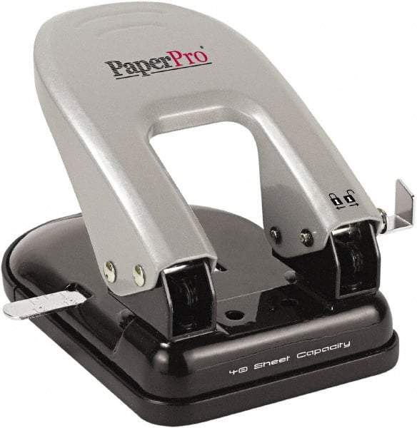 PaperPro - Paper Punches Type: 40 Sheet Manual Two Hole Punch Color: Black/Silver - Makers Industrial Supply