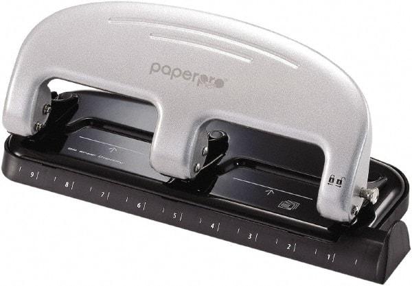 PaperPro - Paper Punches Type: 20 Sheet Manual Three Hole Punch Color: Black/Silver - Makers Industrial Supply