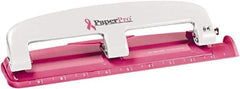 PaperPro - Paper Punches Type: 12 Sheet Manual Three Hole Punch Color: Pink - Makers Industrial Supply