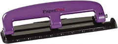 PaperPro - Paper Punches Type: 12 Sheet Manual Three Hole Punch Color: Purple/Black - Makers Industrial Supply