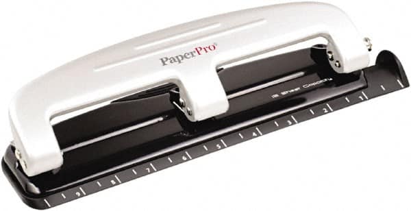 PaperPro - Paper Punches Type: 12 Sheet Manual Three Hole Punch Color: Black/Gray - Makers Industrial Supply