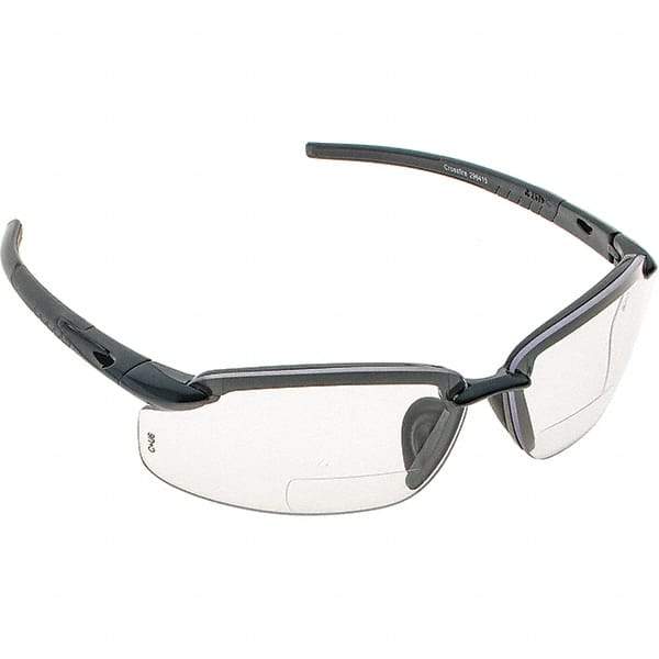 CrossFire - +1.5, Clear Lenses, Scratch Resistant, Frameless Magnifying Safety Glasses - UV Protection - Makers Industrial Supply