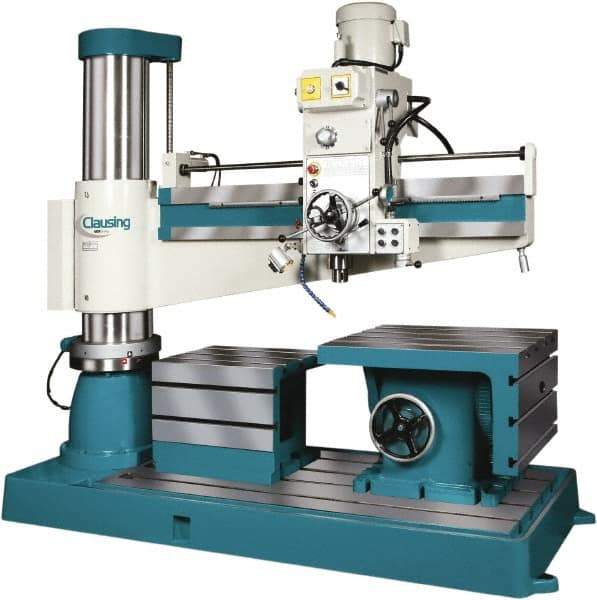 Clausing - 49.21" Swing, Geared Head Radial Arm Drill Press - 12 Speed, 5 hp, Three Phase - Makers Industrial Supply