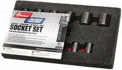 Ability One - 12 Piece 3/8" Drive Standard Impact Socket Set - 6 Points, 5/16 to 1-3/8", Inch Measurement Standard - Makers Industrial Supply