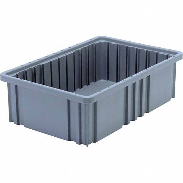 Quantum Storage - 40 Lb Load Capacity Gray Polypropylene Dividable Container - Stacking, 5" Long x 10.9" Wide x 16-1/2" High - Makers Industrial Supply