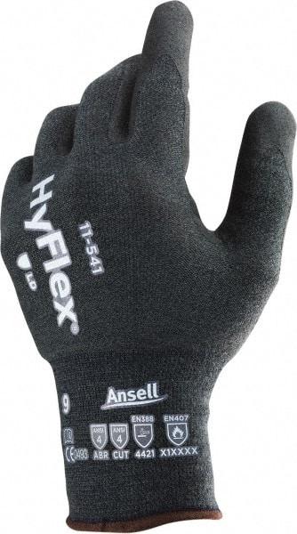 Ansell - Size 2XL (11), ANSI Cut Lvl 4, Abrasion Lvl 4, Silicone-Free Nitrile Coated Cut Resistant Gloves - 10.63" Long, Palm & Fingertips Coated, Knit Wrist, Gray, Paired - Makers Industrial Supply