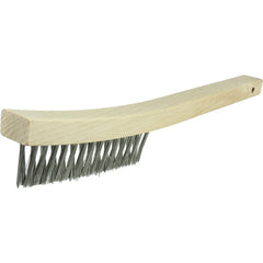 V-Groove Hand Wire Scratch Brush, .012 Stainless Steel Fill, Curved Handle, 3 × 19 Rows - Makers Industrial Supply