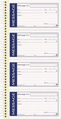 Adams Business Forms - 200 Sheet, 11 x 5-1/4", Call Book - Blue & White - Makers Industrial Supply