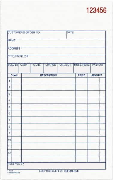 Adams Business Forms - 50 Sheet, 4-3/16 x 7-3/16", Sales Order Book - White - Makers Industrial Supply