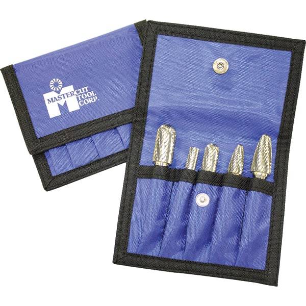 Made in USA - 5 Piece, 1/4" Shank Burr Set - Multiple Head Shapes, Solid Carbide - Makers Industrial Supply