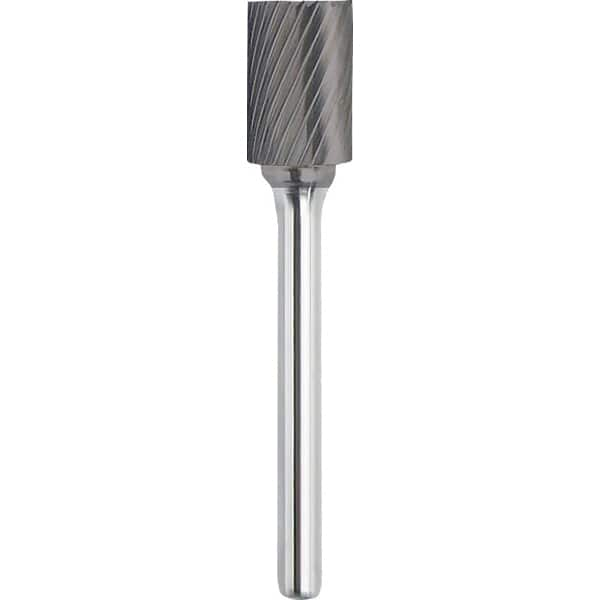 Made in USA - 8mm Cut Diam, 0.2362" Shank Diam, Carbide Single Cut Cylinder Burr with End Cut - Makers Industrial Supply