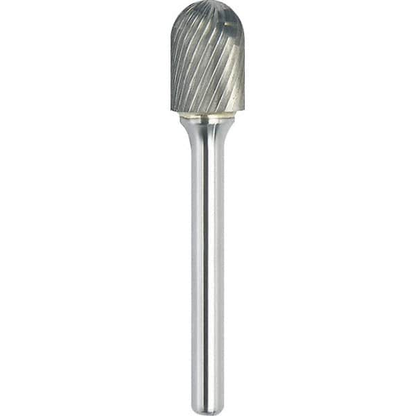 Made in USA - 9.5mm Cut Diam, 0.2362" Shank Diam, Cylinder with Radius Head Single Cut Burr - Carbide, 25mm LOC, 70mm OAL - Makers Industrial Supply