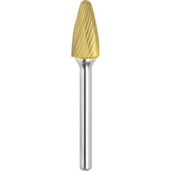 Made in USA - 1/2" Cut Diam, 0.2362" Shank Diam, Tree with Radius Head Single Cut Burr - Carbide, 25mm LOC, 70mm OAL - Makers Industrial Supply