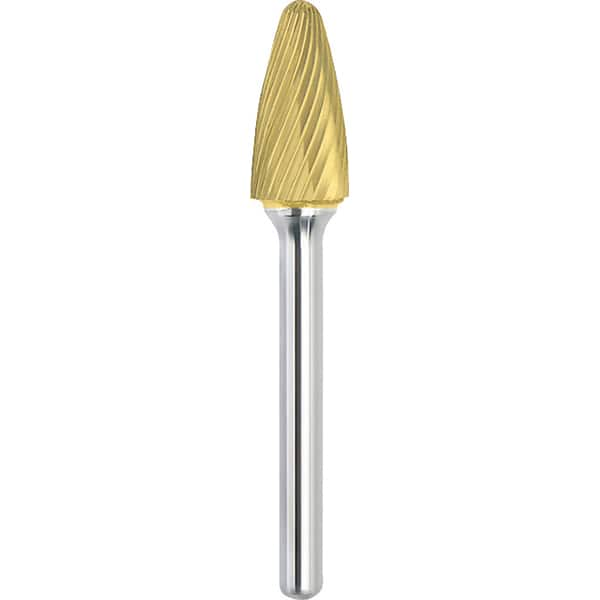 Made in USA - 6.3mm Cut Diam, 0.1181" Shank Diam, Tree with Radius Head Single Cut Burr - Carbide, 12.7mm LOC, 50mm OAL - Makers Industrial Supply