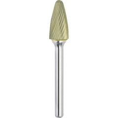 Made in USA - 1/2" Cut Diam, 0.2362" Shank Diam, Tree with Radius Head Single Cut Burr - Carbide, 19mm LOC, 64mm OAL - Makers Industrial Supply