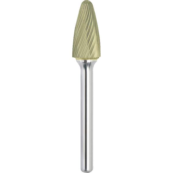 Made in USA - 6.3mm Cut Diam, 0.1181" Shank Diam, Tree with Radius Head Single Cut Burr - Carbide, 12.7mm LOC, 50mm OAL - Makers Industrial Supply