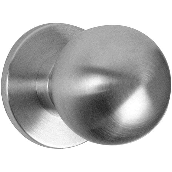 Falcon - 1-3/8 to 1-7/8" Door Thickness, Satin Chrome Passage Knob Lockset - 2-3/4" Back Set, Stainless Steel - Makers Industrial Supply