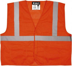 MCR Safety - Size L Flame Resistant/Retardant Orange Mesh General Purpose Vest - 24.4" Chest, ANSI 107-2015, Hook & Loop Closure, 3 Pockets, Polyester - Makers Industrial Supply