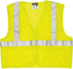 MCR Safety - Size M Flame Resistant/Retardant Lime Mesh General Purpose Vest - 24" Chest, ANSI 107-2015, Hook & Loop Closure, 3 Pockets, Polyester - Makers Industrial Supply