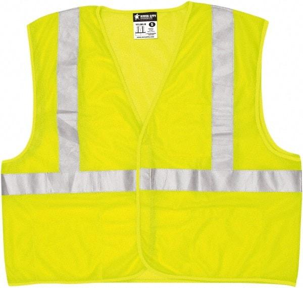 MCR Safety - Size L Flame Resistant/Retardant Lime Mesh General Purpose Vest - 24.4" Chest, Hook & Loop Closure, 3 Pockets, Polyester - Makers Industrial Supply