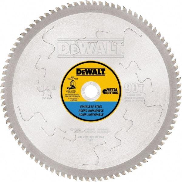 DeWALT - 14" Diam, 1" Arbor Hole Diam, 90 Tooth Wet & Dry Cut Saw Blade - Carbide-Tipped, Standard Round Arbor - Makers Industrial Supply