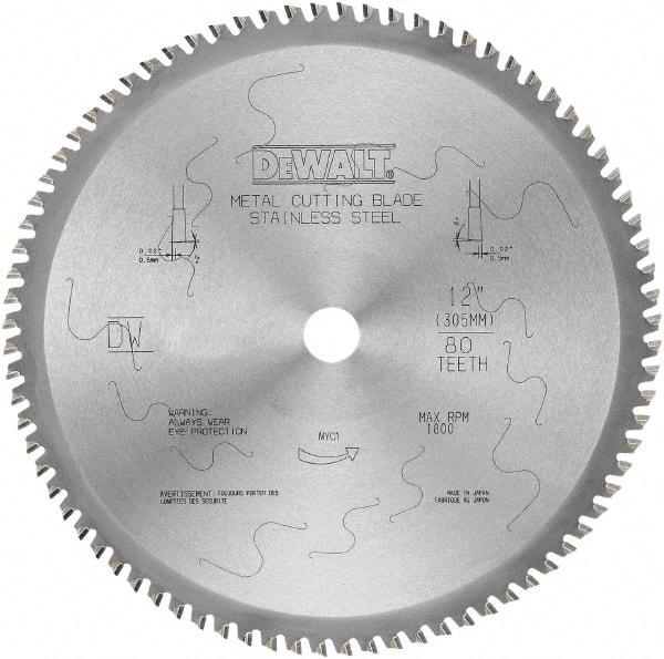 DeWALT - 12" Diam, 1" Arbor Hole Diam, 80 Tooth Wet & Dry Cut Saw Blade - Carbide-Tipped, Standard Round Arbor - Makers Industrial Supply