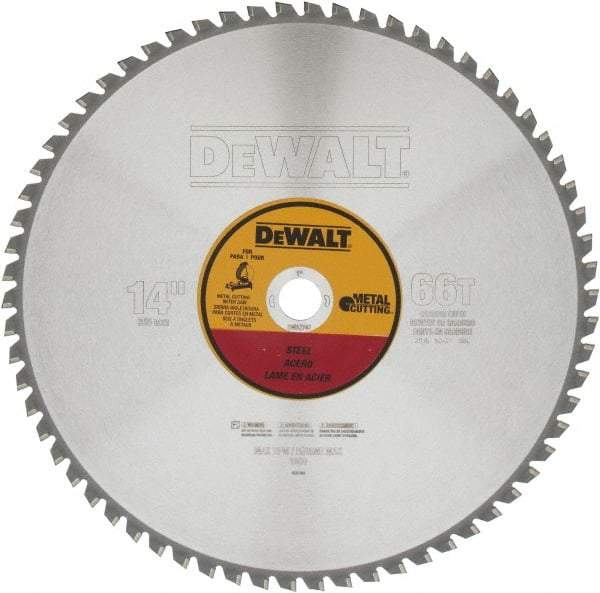 DeWALT - 14" Diam, 1" Arbor Hole Diam, 66 Tooth Wet & Dry Cut Saw Blade - Carbide-Tipped, Standard Round Arbor - Makers Industrial Supply