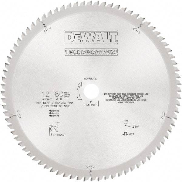 DeWALT - 6-3/4" Diam, 20mm Arbor Hole Diam, 40 Tooth Wet & Dry Cut Saw Blade - Carbide-Tipped, Standard Round Arbor - Makers Industrial Supply