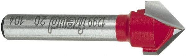 Freud - 1/2" Cut Diam, 7/16" Length of Cut, 0 Flute V-Groove Edge Profile Router Bit - Carbide-Tipped, 1/4" Shank Diam, 1-3/4" OAL, Proprietary Coating - Makers Industrial Supply