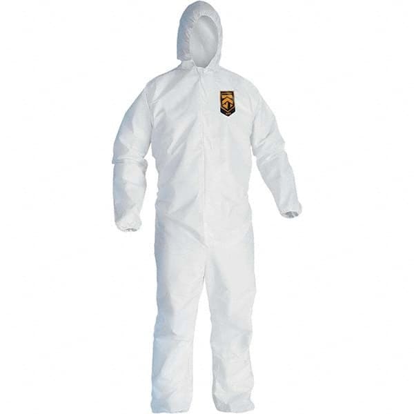 KleenGuard - Size XL Film Laminate General Purpose Coveralls - White, Zipper Closure, Elastic Cuffs, Elastic Ankles, Serged Seams - Makers Industrial Supply