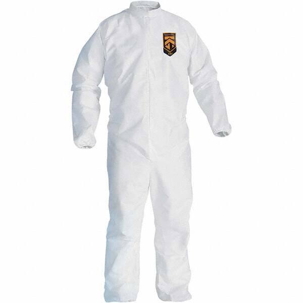 KleenGuard - Size L Film Laminate General Purpose Coveralls - White, Zipper Closure, Elastic Cuffs, Elastic Ankles, Serged Seams - Makers Industrial Supply