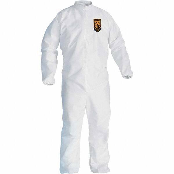 KleenGuard - Size M Film Laminate General Purpose Coveralls - White, Zipper Closure, Elastic Cuffs, Elastic Ankles, Serged Seams - Makers Industrial Supply