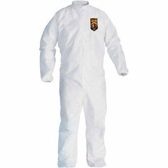 KleenGuard - Size M Film Laminate General Purpose Coveralls - White, Zipper Closure, Elastic Cuffs, Elastic Ankles, Serged Seams - Makers Industrial Supply